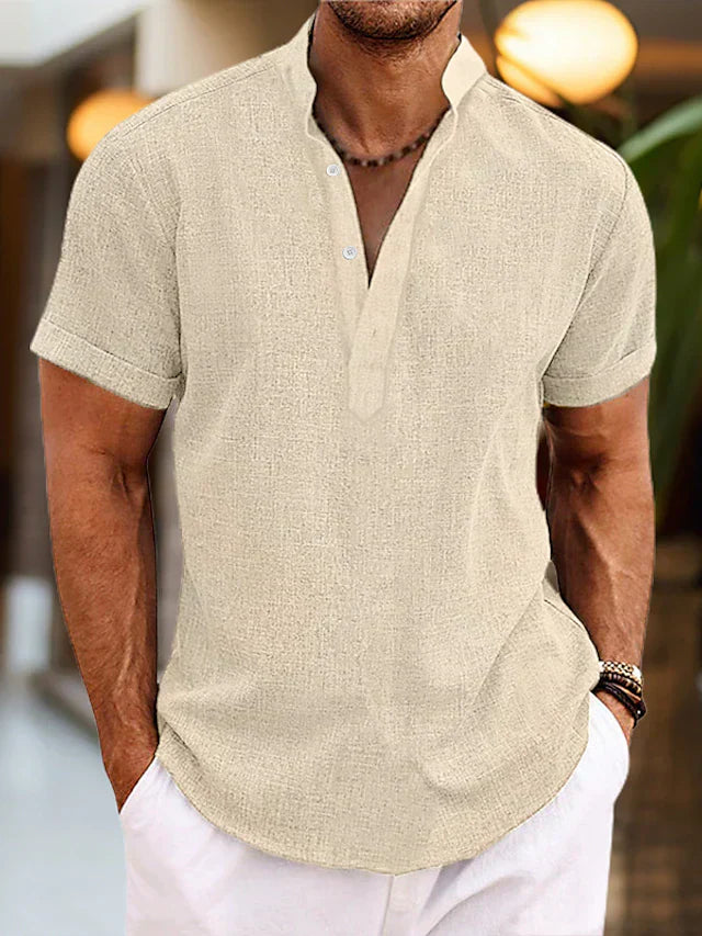 Thomaso | Men’s Summer Henley Short Sleeve Shirt