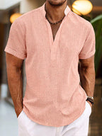 Thomaso | Men’s Summer Henley Short Sleeve Shirt