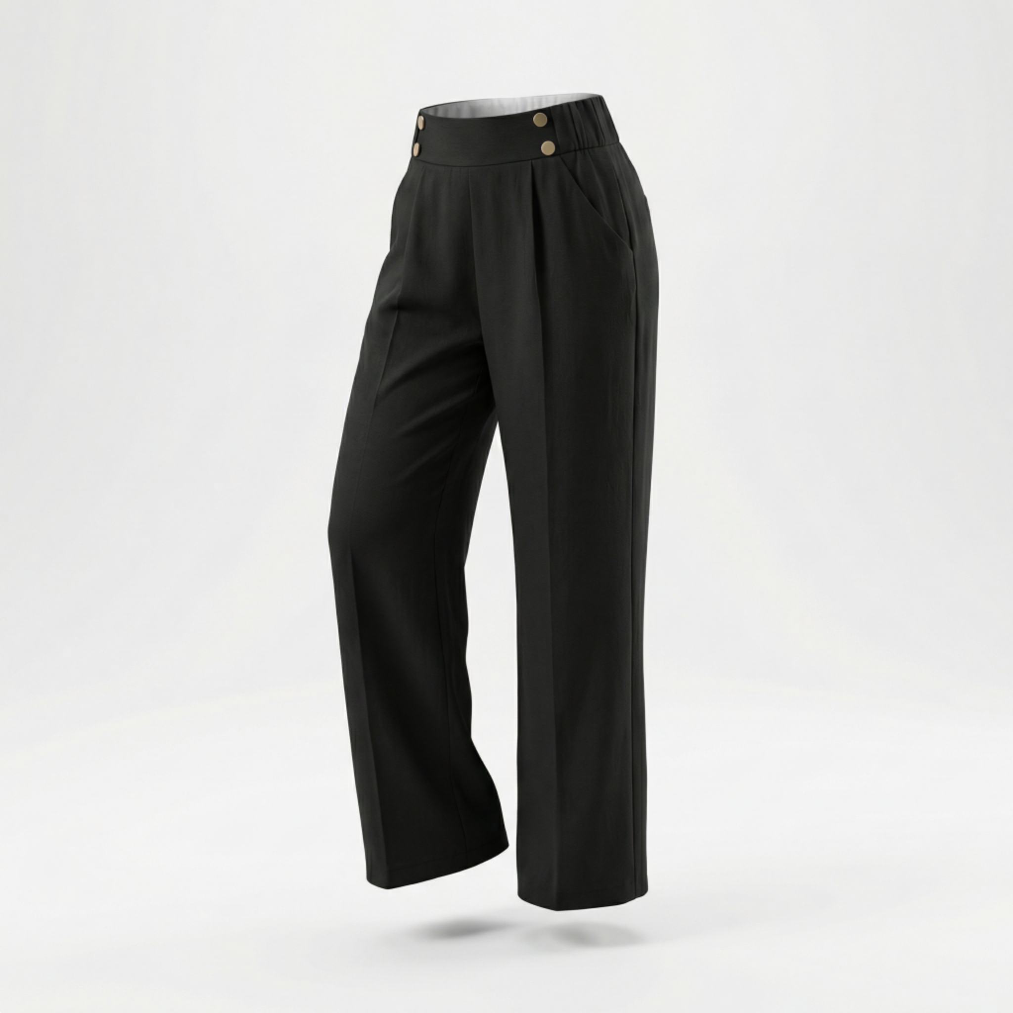 Loa | Women’s Straight-Leg Office Pants – Elegant Button Detail Style