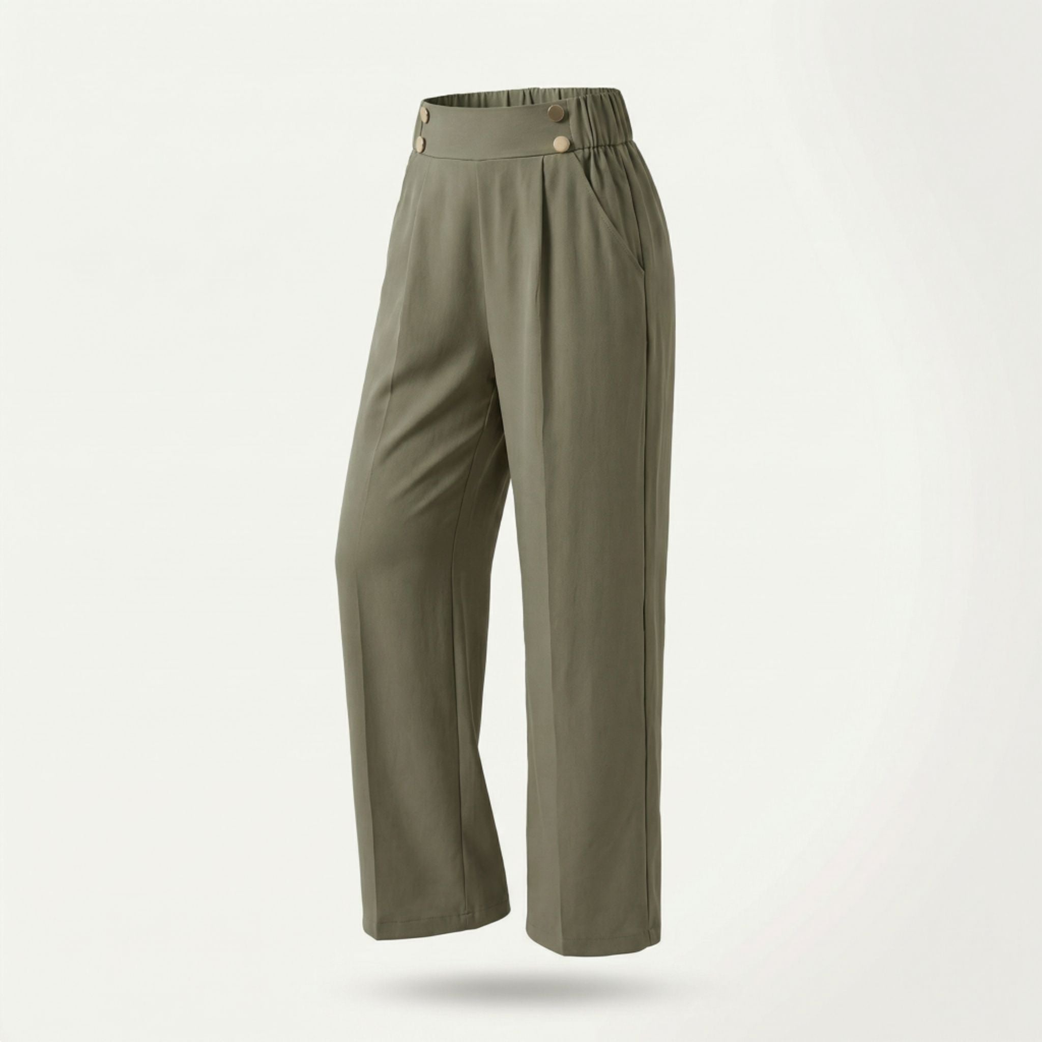 Loa | Women’s Straight-Leg Office Pants – Elegant Button Detail Style