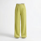Loa | Women’s Straight-Leg Office Pants – Elegant Button Detail Style