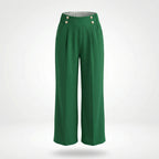Loa | Women’s Straight-Leg Office Pants – Elegant Button Detail Style