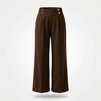 Loa | Women’s Straight-Leg Office Pants – Elegant Button Detail Style