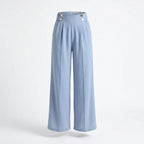 Loa | Women’s Straight-Leg Office Pants – Elegant Button Detail Style