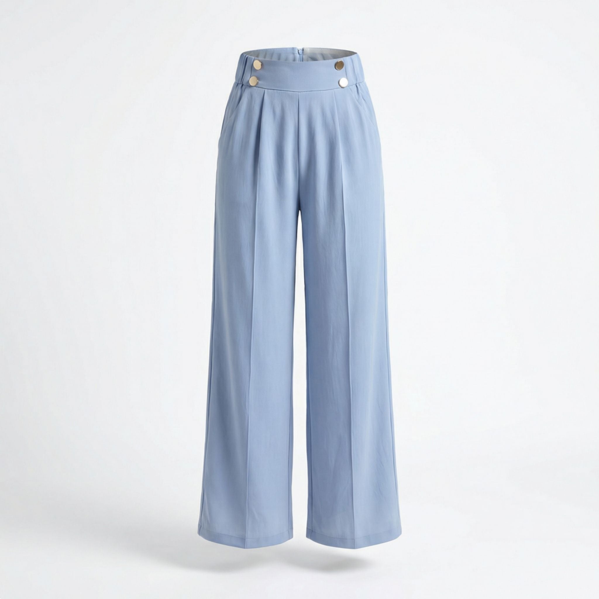 Loa | Women’s Straight-Leg Office Pants – Elegant Button Detail Style