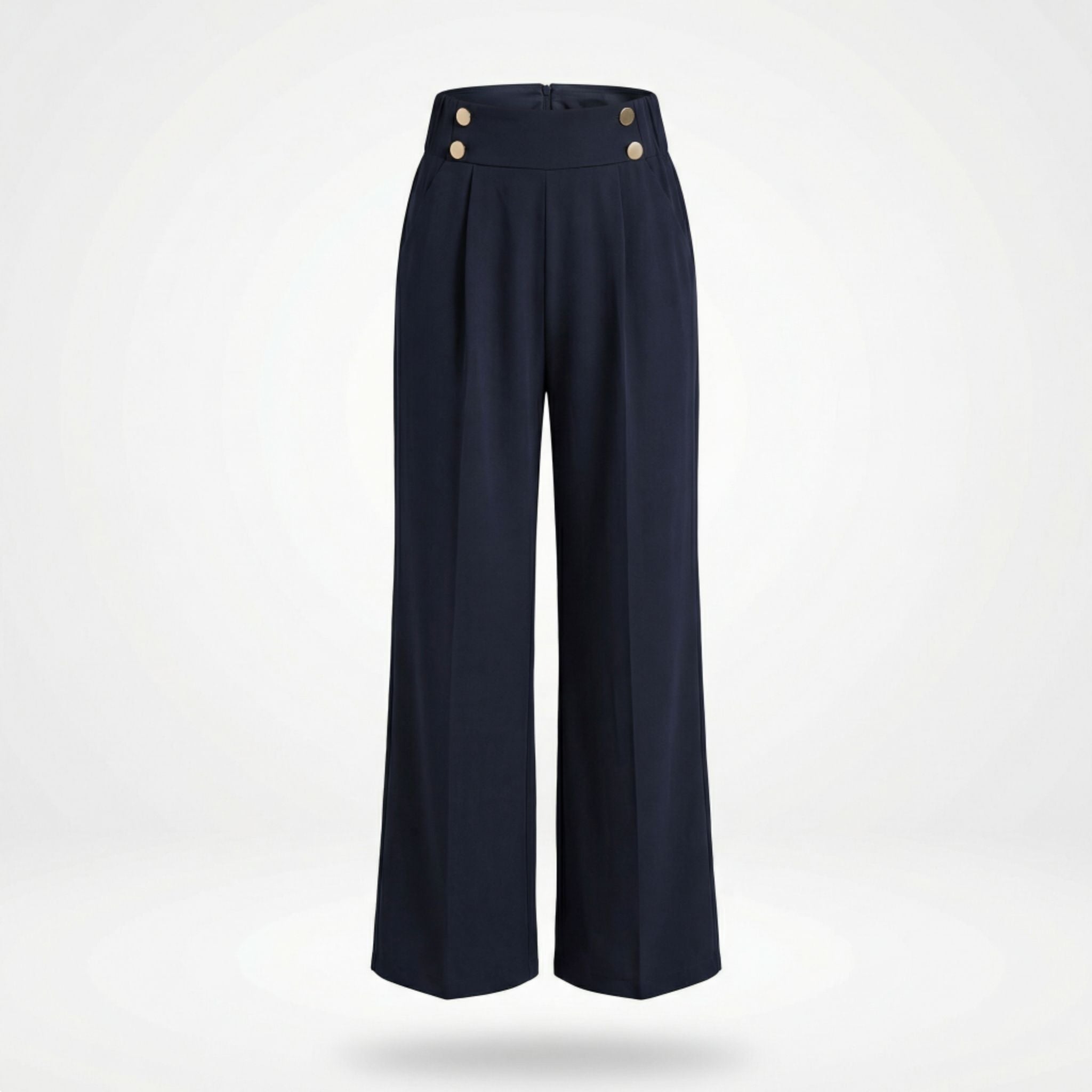 Loa | Women’s Straight-Leg Office Pants – Elegant Button Detail Style