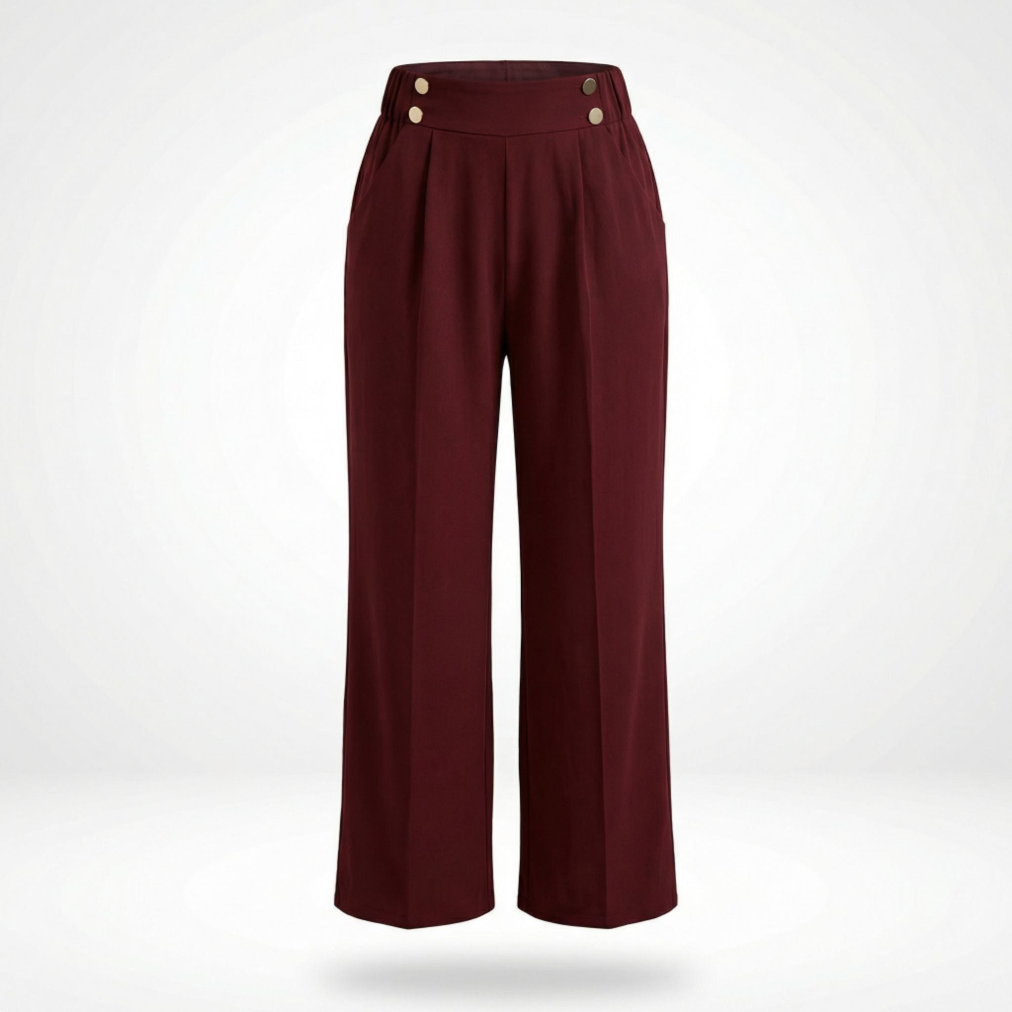 Loa | Women’s Straight-Leg Office Pants – Elegant Button Detail Style